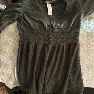 Olive green / khaki short dress or long shirt